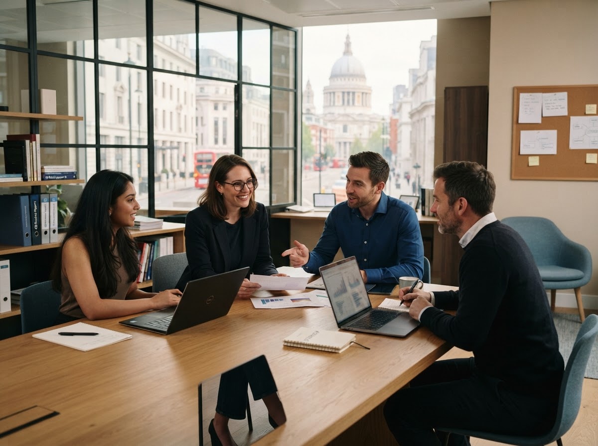 Enquête Souroire Advisory analyst reviewing AI-generated portfolio recommendations on screen